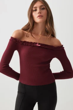 Off Shoulder Top with Ruched Trim