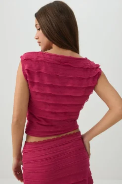 One Shoulder Ruffle Crop Top
