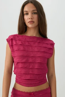One Shoulder Ruffle Crop Top