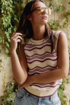 Open Stitch Cropped Sweater Vest