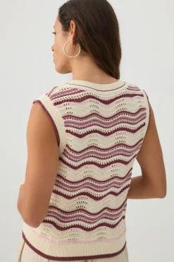 Open Stitch Cropped Sweater Vest