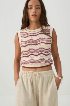 Open Stitch Cropped Sweater Vest