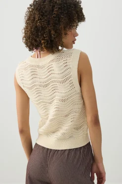 Open Stitch Cropped Sweater Vest