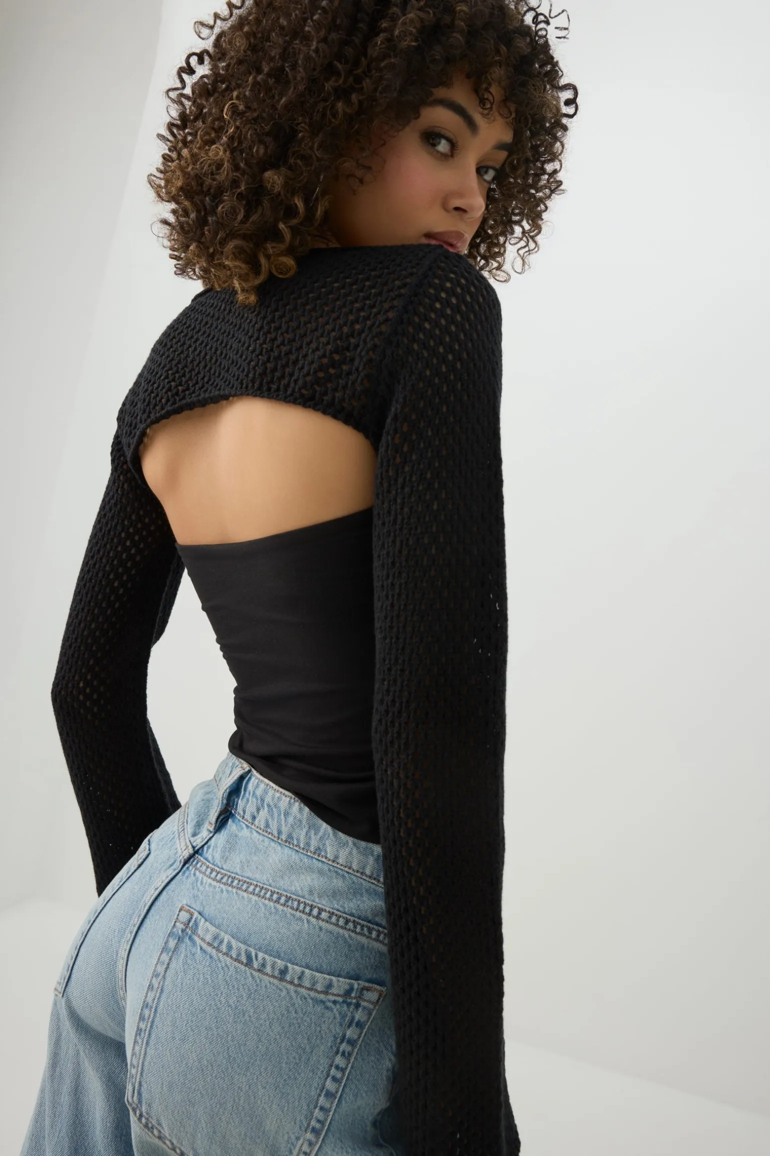 Open Stitch Knit Shrug