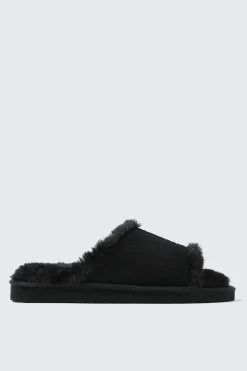 Open Toe Faux Suede Slippers