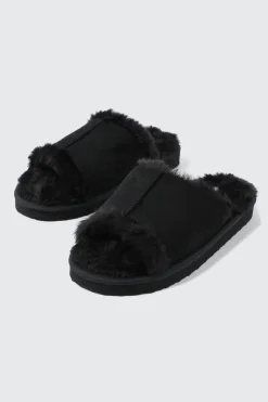 Open Toe Faux Suede Slippers
