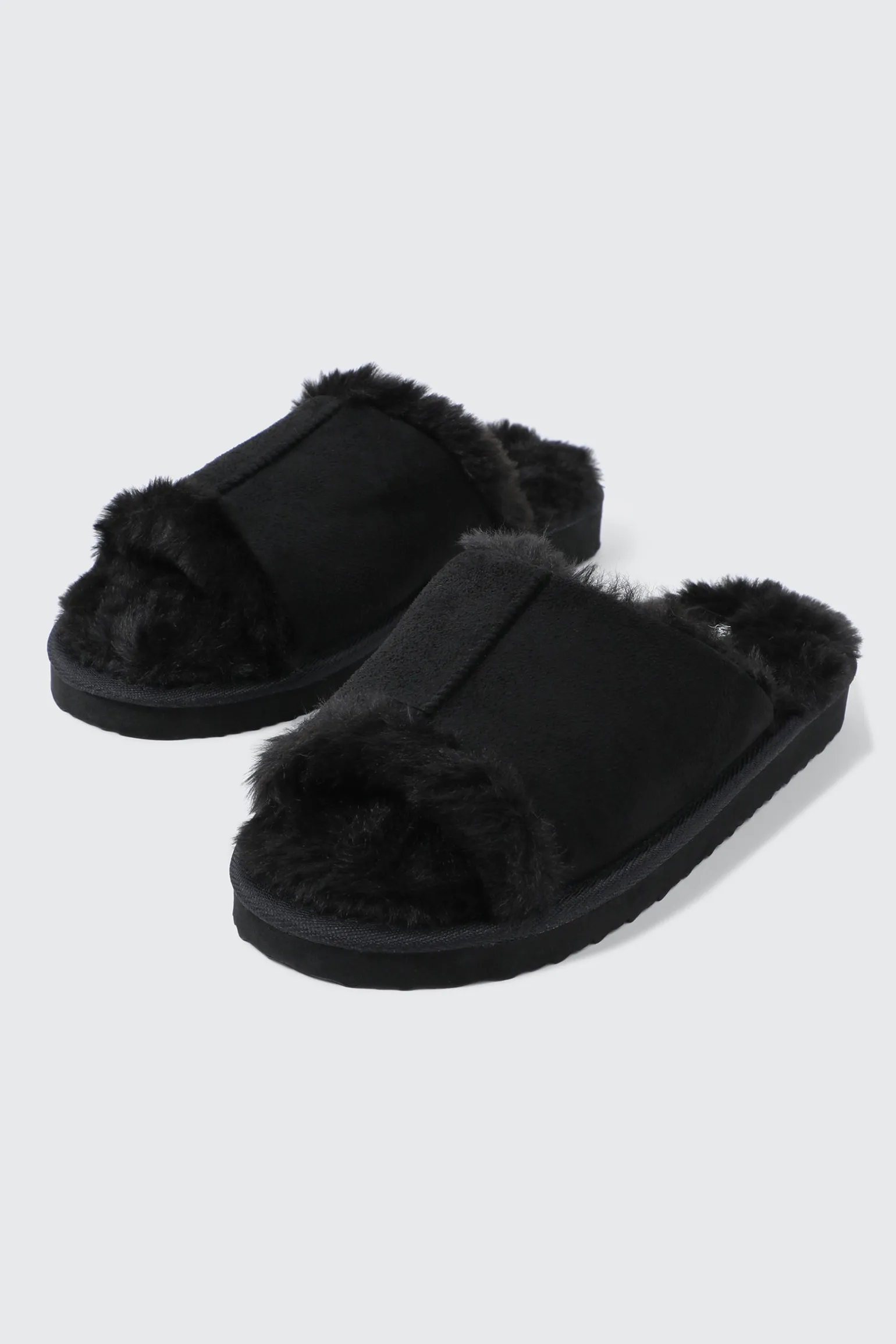 Open Toe Faux Suede Slippers