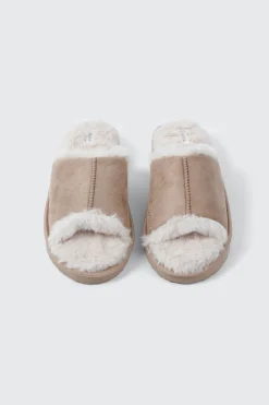Open Toe Faux Suede Slippers