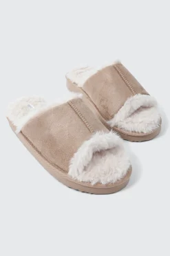 Open Toe Faux Suede Slippers