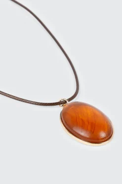 Oval Pendant Cord Necklace