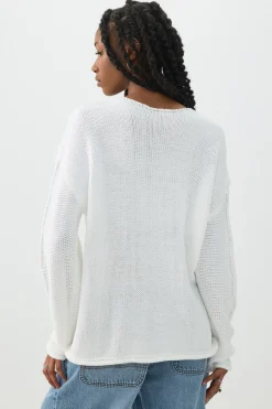 Oversized Cable Knit V-Neck Sweater