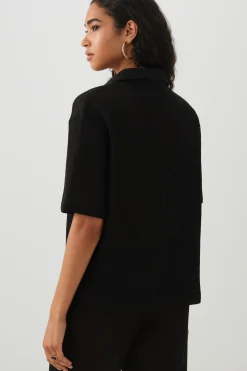 Oversized Crochet Button Up Shirt