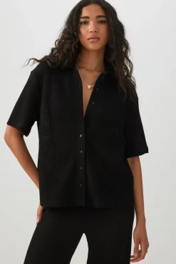 Oversized Crochet Button Up Shirt