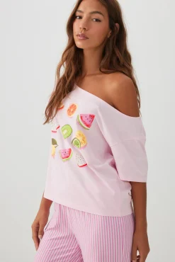 Oversized Off Shoulder PJ T-Shirt