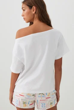 Oversized Off Shoulder PJ T-Shirt
