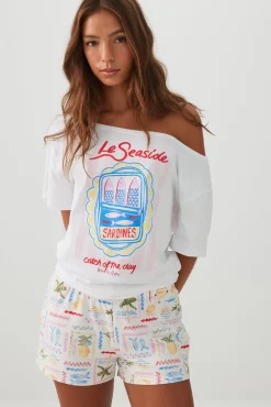 Oversized Off Shoulder PJ T-Shirt