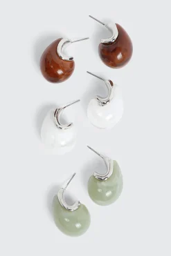 3-Pack Acrylic Hoop Earrings