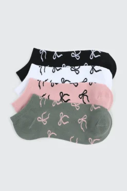 4-Pack Ankle Socks with Bow Print