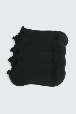 4-Pack Ankle Socks with Ruffled Edge
