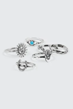 6-Pack Antique Silver Rings