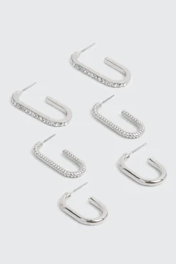 3-Pack Assorted Hoop Earrings