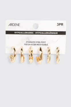 3-Pack Assorted Hoop Earrings