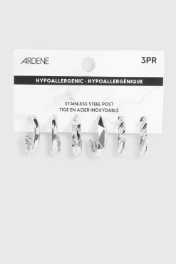 3-Pack Assorted Hoop Earrings