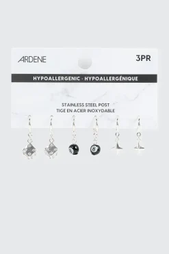 3-Pack Charm Hoop Earrings