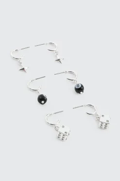3-Pack Charm Hoop Earrings