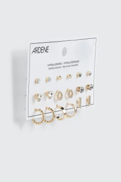 9-Pack Crystal & Hoop Earrings