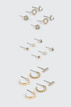 9-Pack Crystal & Hoop Earrings