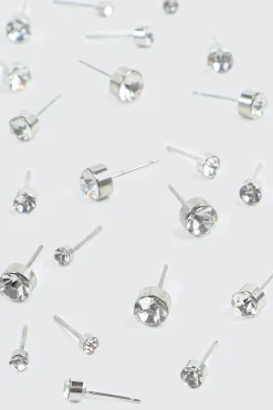 12-Pack Crystal Stud Earrings