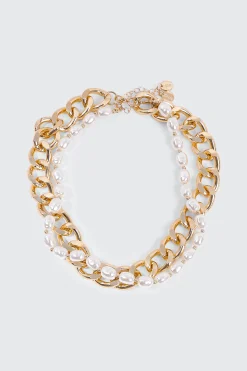 2-Pack Curb Chain & Pearl Necklaces
