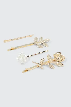 4-Pack Floral Metal Hair Pins