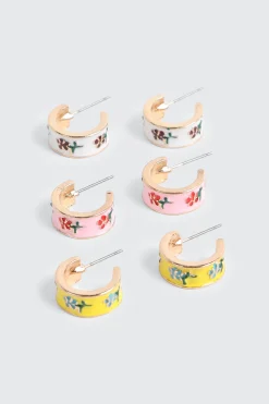 3-Pack Floral Mini Hoops