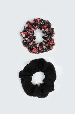 2-Pack Floral & Solid Scrunchies
