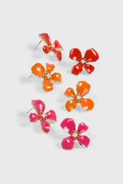 3-Pack Floral Stud Earrings