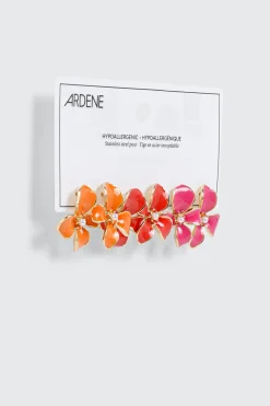 3-Pack Floral Stud Earrings
