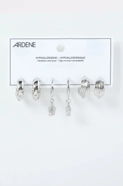 3-Pack Flower Charm Hoop Earrings
