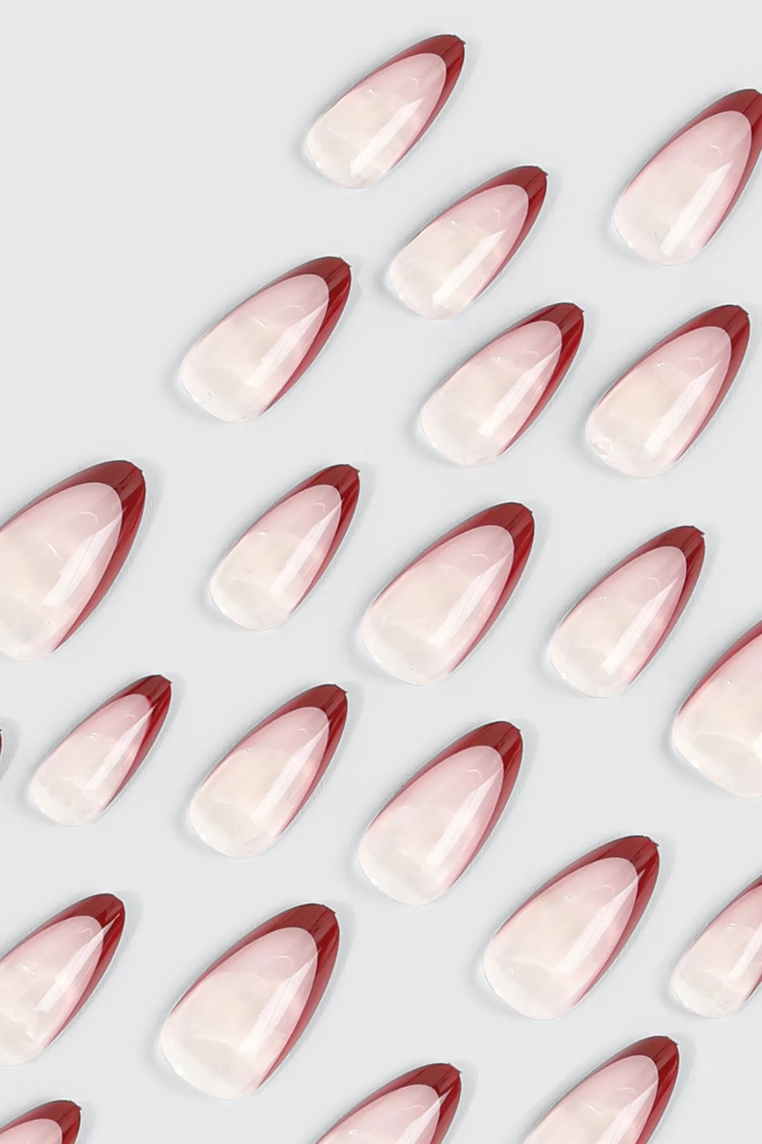 20 Pack French Tip Almond Press On Nails