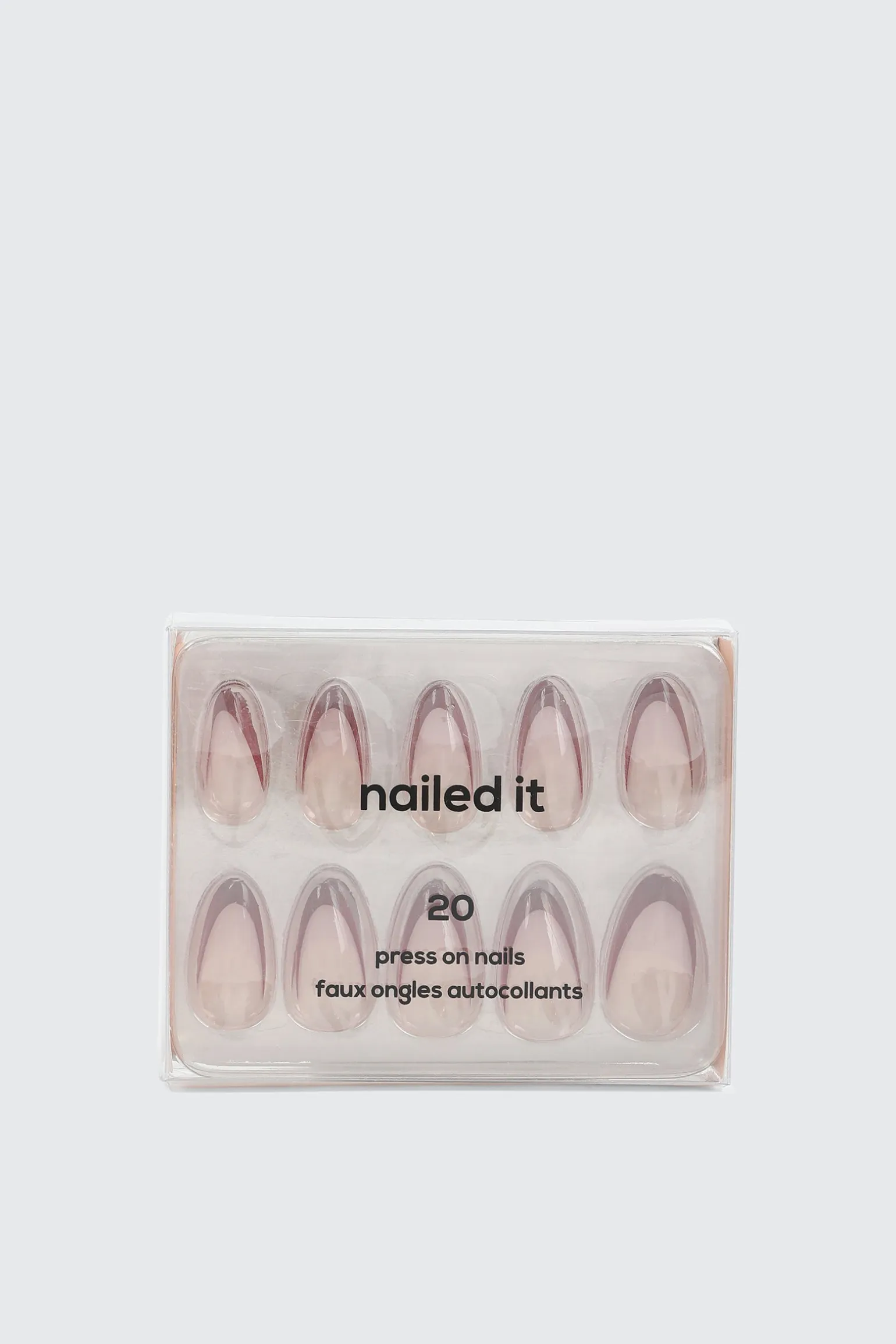 20 Pack French Tip Almond Press On Nails