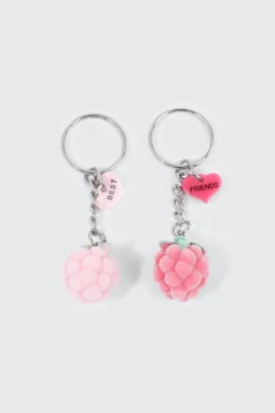 2-Pack Fuzzy Raspberry BFF Keychain