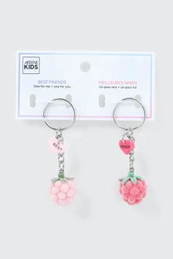 2-Pack Fuzzy Raspberry BFF Keychain
