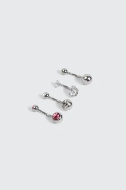 4-Pack Gemstone Navel Piercings