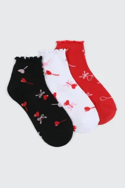 3-Pack Heart & Lollipop Demi Crew Socks