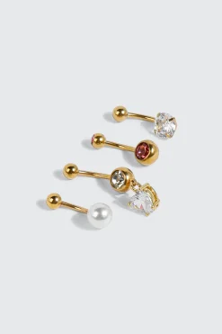 4-Pack Heart Navel Piercings