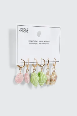 3-Pack Hoop Earrings with Drop Charm