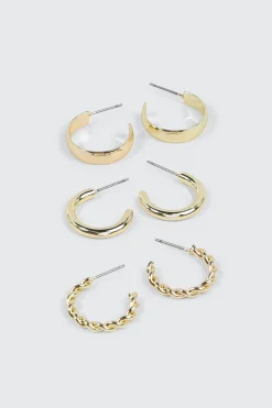 3-Pack 14K Gold Plated Hoops
