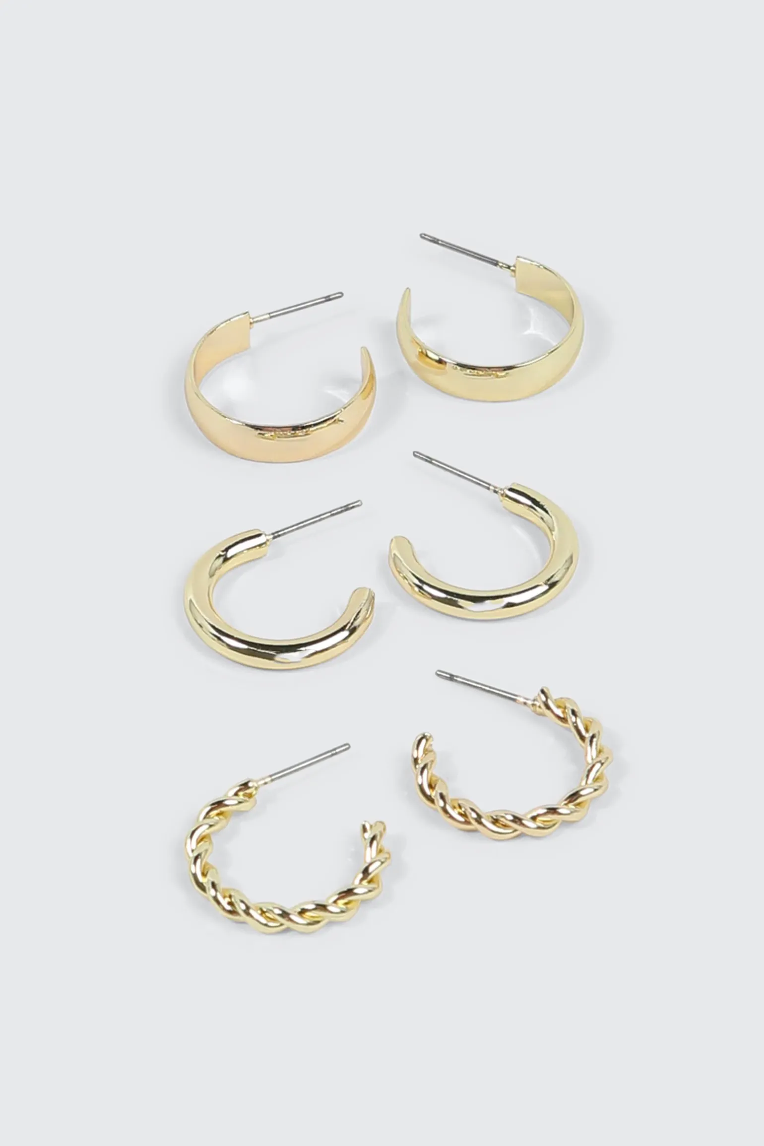3-Pack 14K Gold Plated Hoops