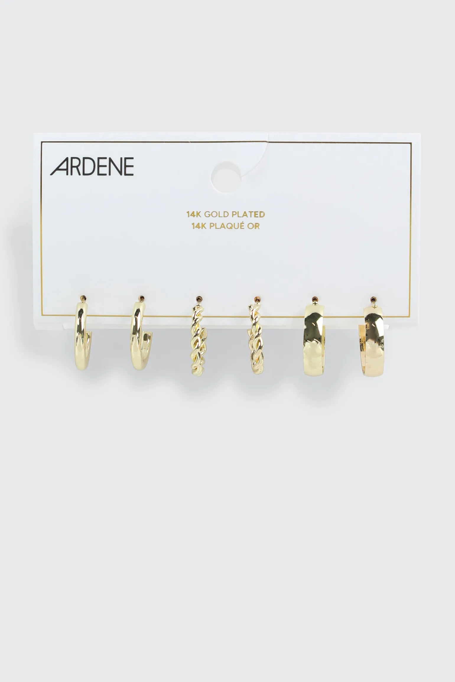 3-Pack 14K Gold Plated Hoops